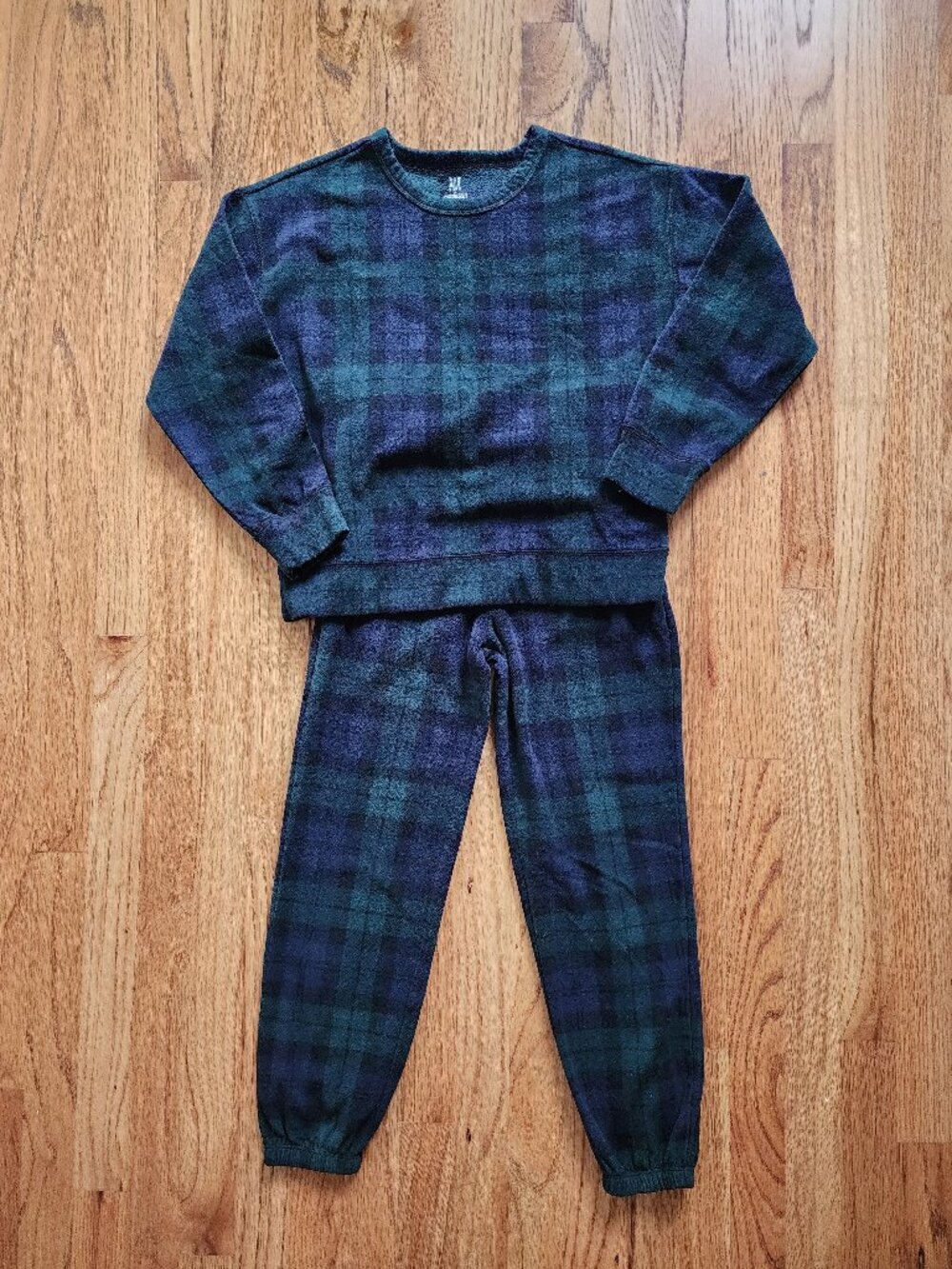 Gap Teen Sleep Green & Blue Plaid Fleece Pajama Set Size 10